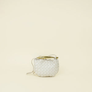 Bottega Veneta White Chalk Intrecciato Mini Sardine Bag
