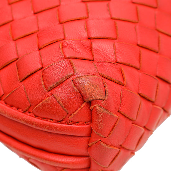 Bottega Veneta Red Intrecciato Nodini Leather Crossbody Bag Pony