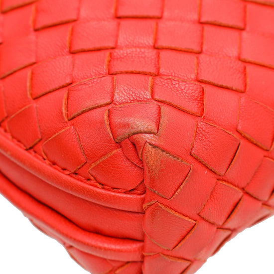 Bottega Veneta Red Large Intrecciato Nodini Leather Crossbody Bag