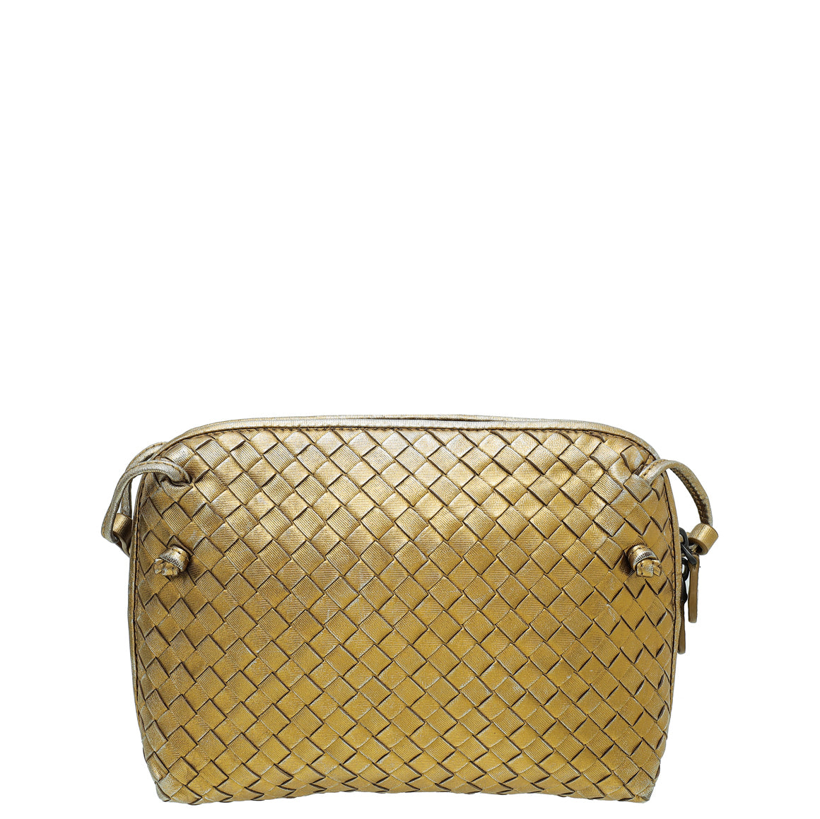 Bottega Veneta Metallic Gold Intrecciato Intrecciato Nodini Crossbody Bag-Bottega Veneta-THE CLOSET