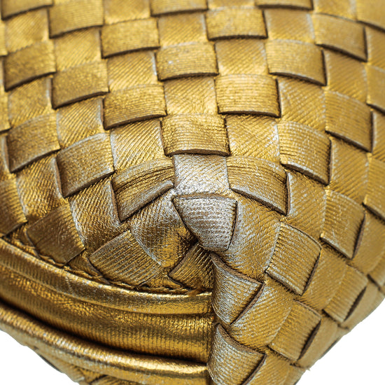 Bottega Veneta Metallic Gold Intrecciato Intrecciato Nodini Crossbody Bag