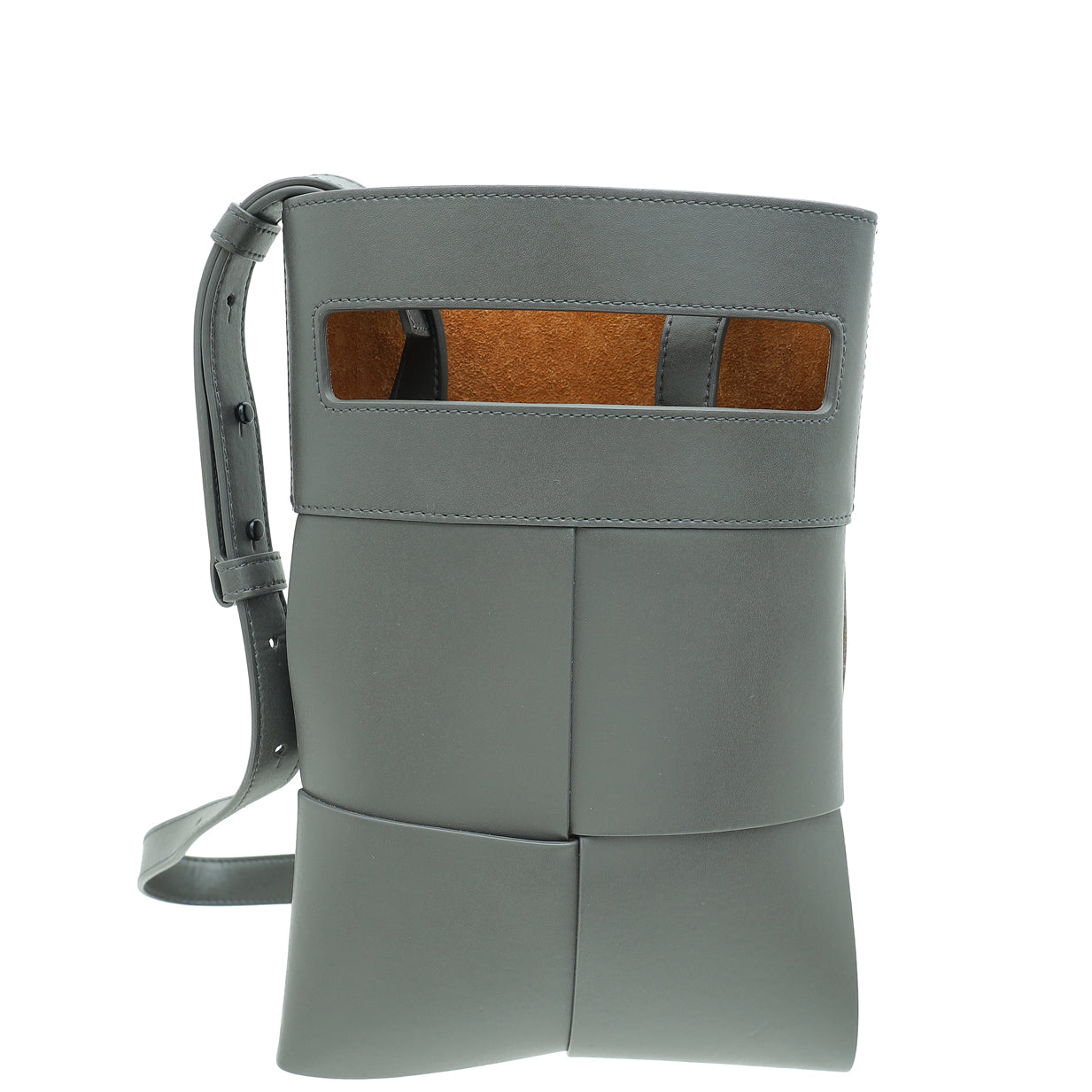 Bottega Veneta Grey Maxi Intrecciato Messenger Bag-Bottega Veneta-THE CLOSET