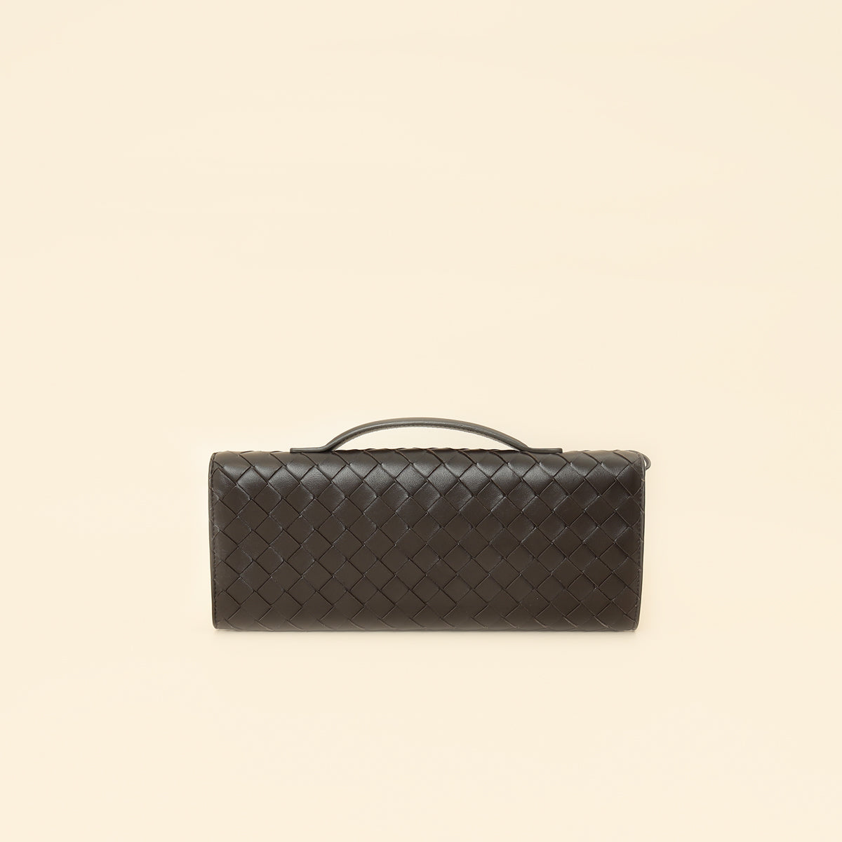 Bottega Veneta Fondant Brown Intrecciato Andiamo Clutch-Bottega Veneta-THE CLOSET