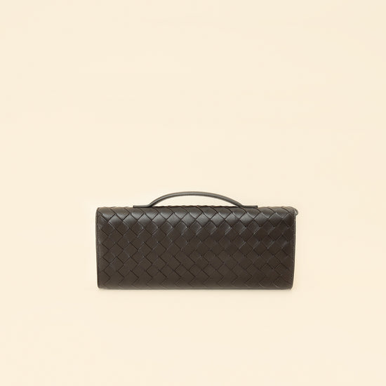 Bottega Veneta Fondant Brown Intrecciato Andiamo Clutch-Bottega Veneta-THE CLOSET