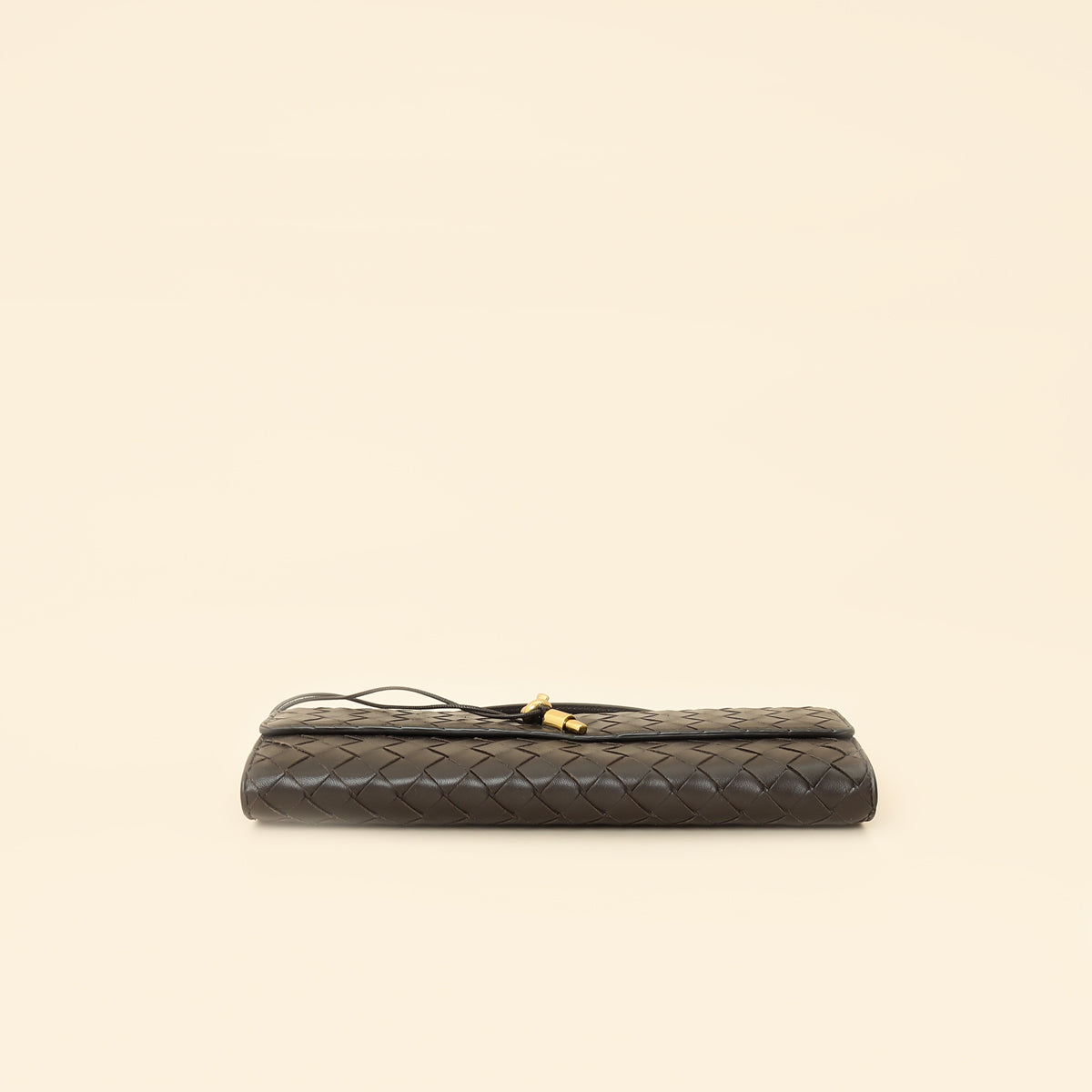 Bottega Veneta Fondant Brown Intrecciato Andiamo Clutch-Bottega Veneta-THE CLOSET