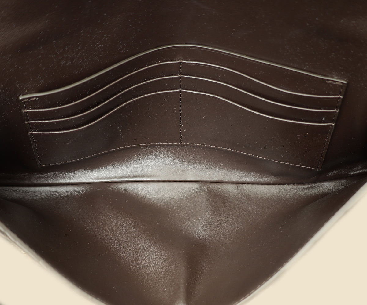 Bottega Veneta Fondant Brown Intrecciato Andiamo Clutch-Bottega Veneta-THE CLOSET