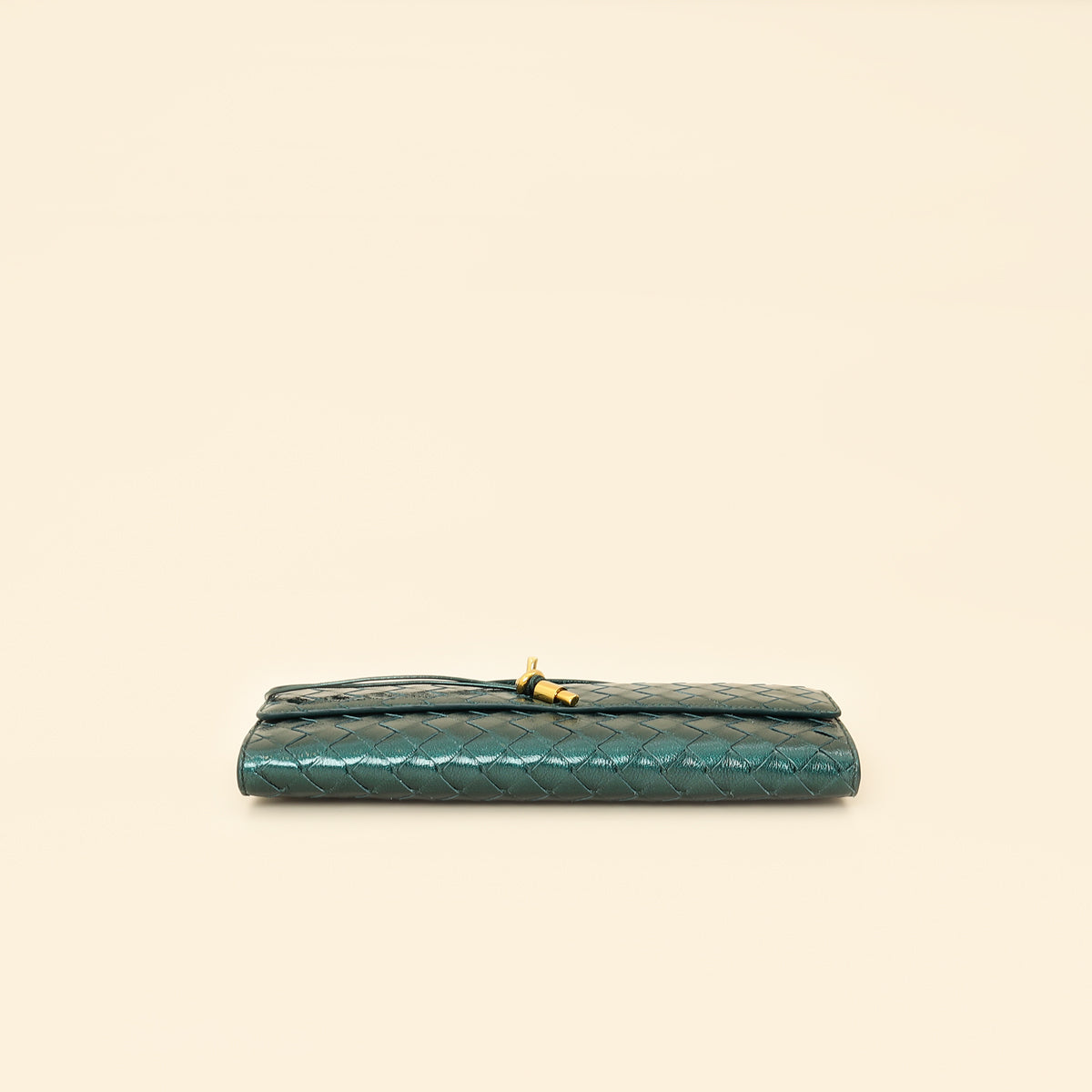 Bottega Veneta Metallic Emerald Intrecciato Andiamo Clutch-Bottega Veneta-THE CLOSET