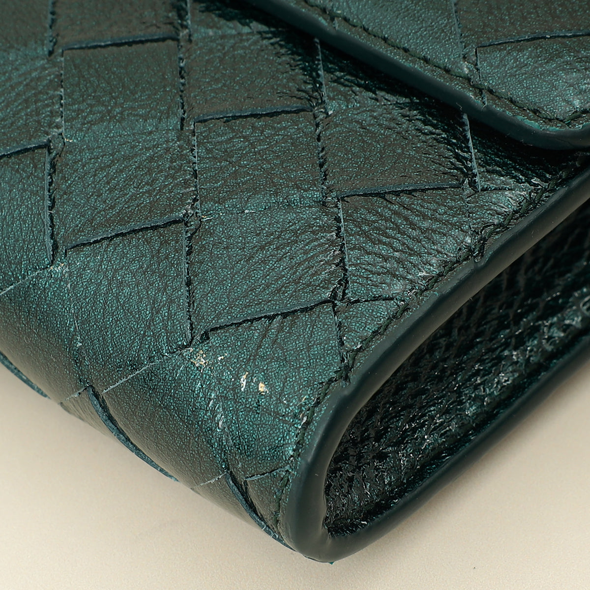 Bottega Veneta Metallic Emerald Intrecciato Andiamo Clutch-Bottega Veneta-THE CLOSET