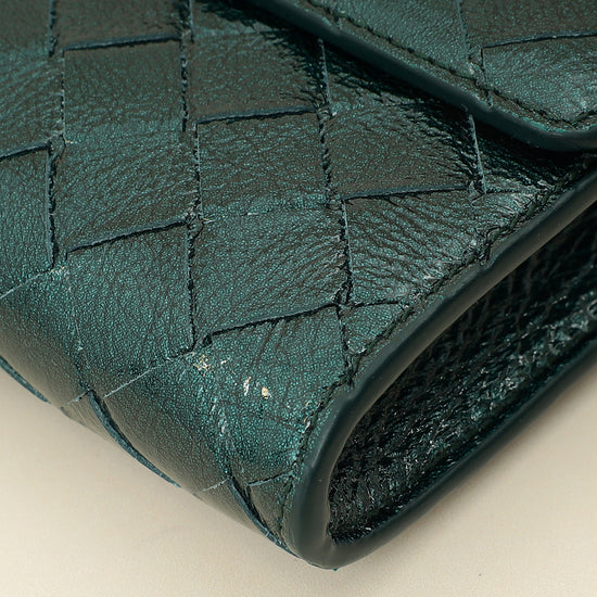 Bottega Veneta Metallic Emerald Intrecciato Andiamo Clutch-Bottega Veneta-THE CLOSET
