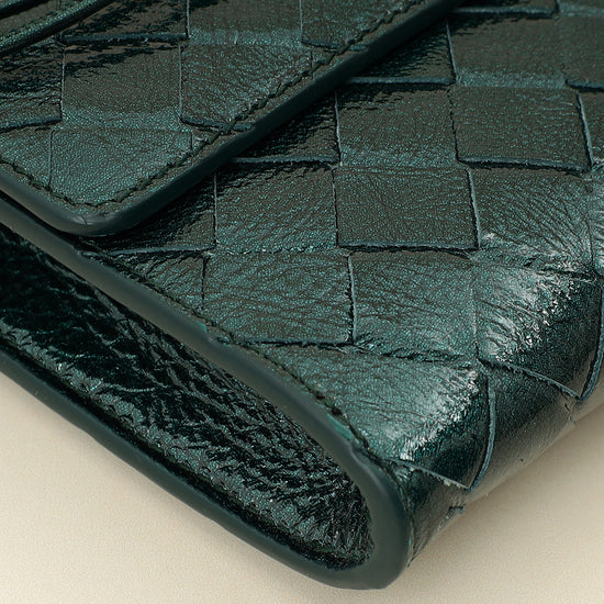 Bottega Veneta Metallic Emerald Intrecciato Andiamo Clutch-Bottega Veneta-THE CLOSET