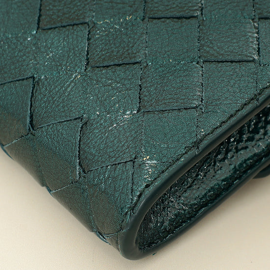 Bottega Veneta Metallic Emerald Intrecciato Andiamo Clutch-Bottega Veneta-THE CLOSET