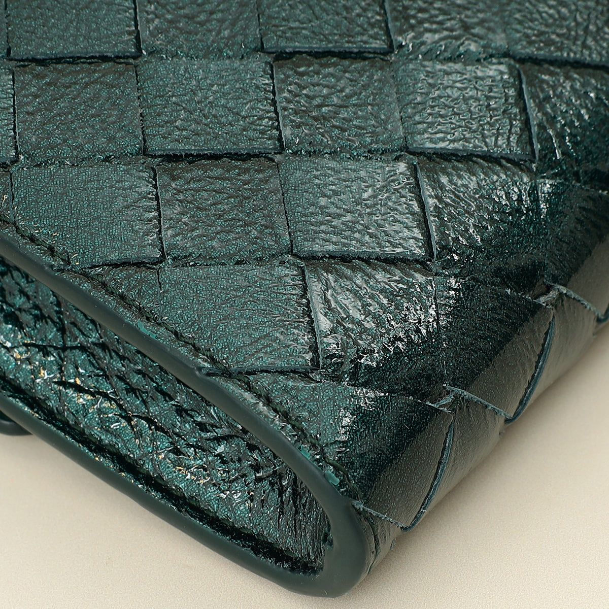Bottega Veneta Metallic Emerald Intrecciato Andiamo Clutch-Bottega Veneta-THE CLOSET