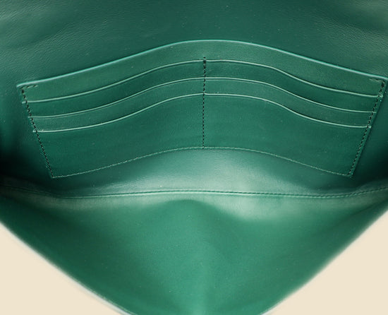 Bottega Veneta Metallic Emerald Intrecciato Andiamo Clutch-Bottega Veneta-THE CLOSET