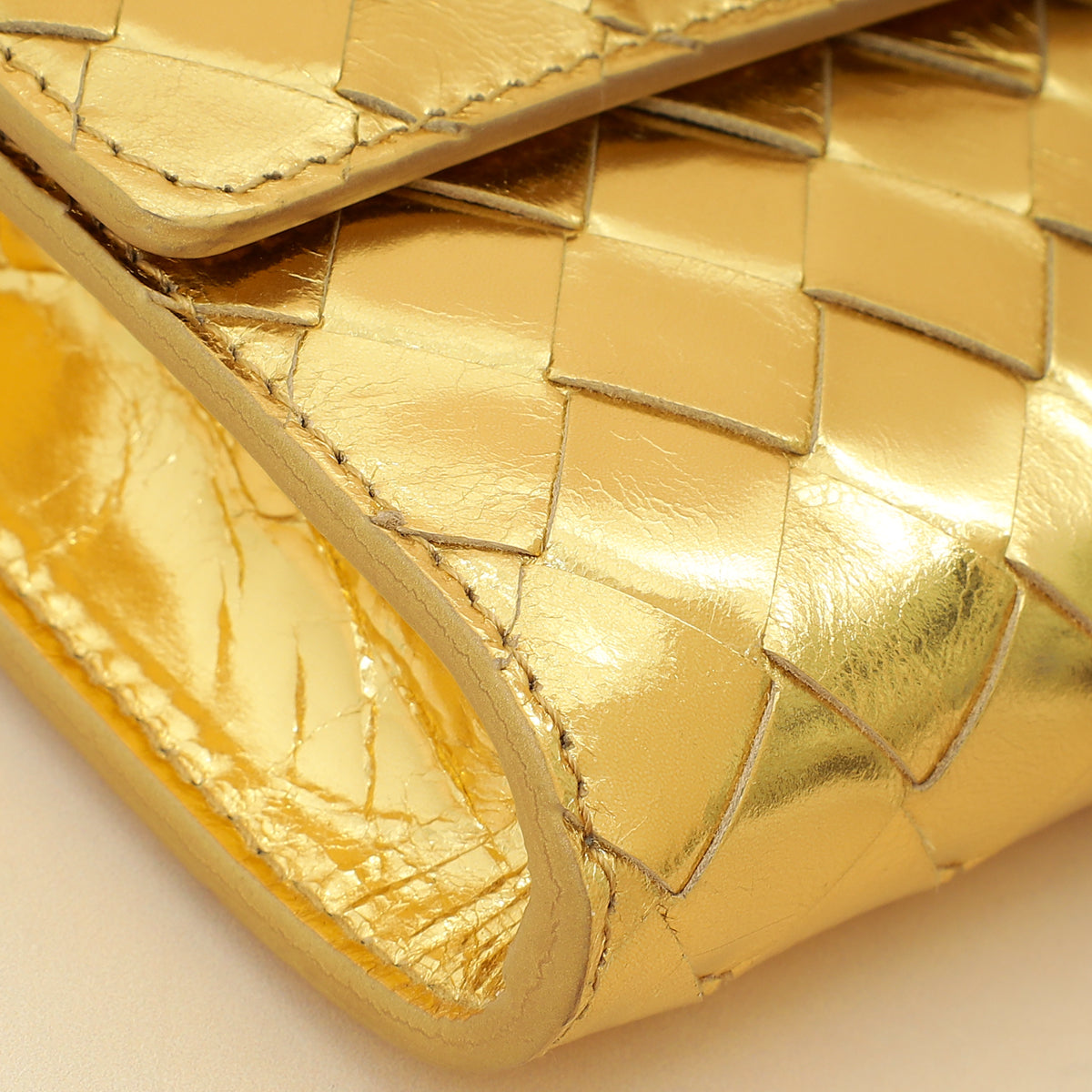 Bottega Veneta Metallic Gold Intrecciato Andiamo Clutch-Bottega Veneta-THE CLOSET