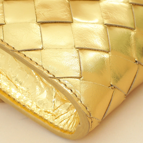 Bottega Veneta Metallic Gold Intrecciato Andiamo Clutch-Bottega Veneta-THE CLOSET