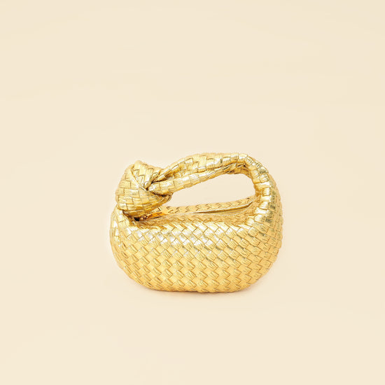 Bottega Veneta Metallic Gold Mini Jodie Bag-Bottega Veneta-THE CLOSET