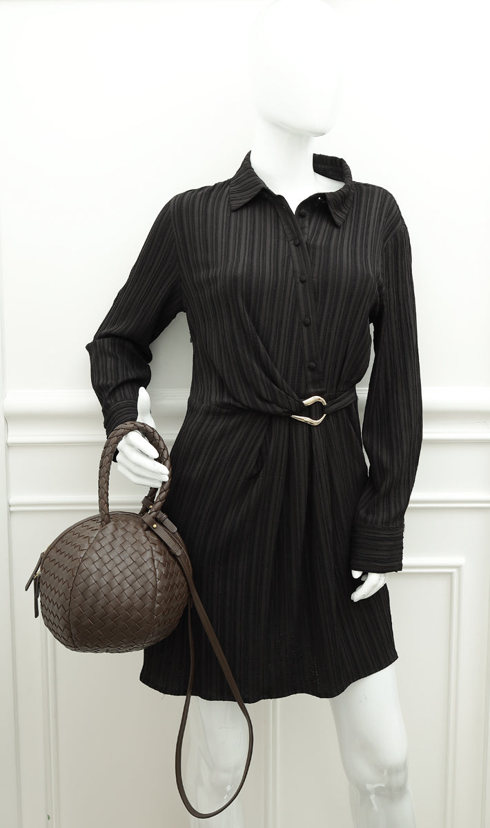 Bottega Veneta Chocolate Intrecciato Ball Top Handle Bag-Bottega Veneta-THE CLOSET