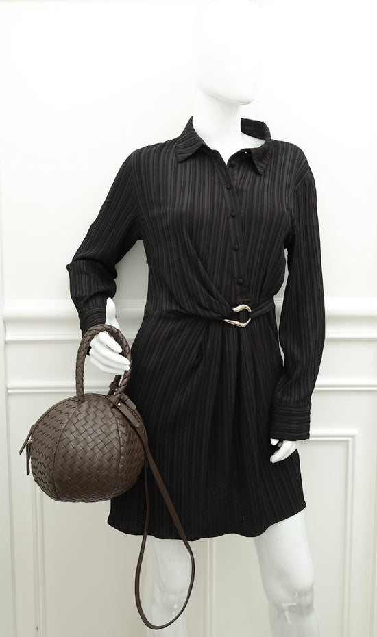 Bottega Veneta Chocolate Intrecciato Ball Top Handle Bag-Bottega Veneta-THE CLOSET