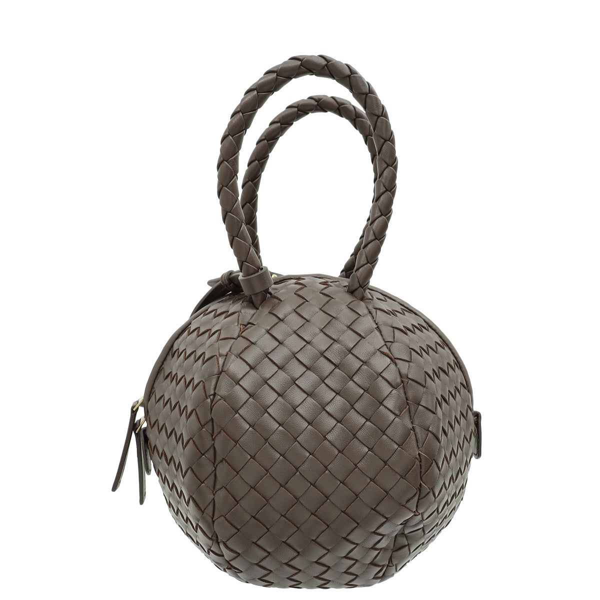 Bottega Veneta Chocolate Intrecciato Ball Top Handle Bag-Bottega Veneta-THE CLOSET