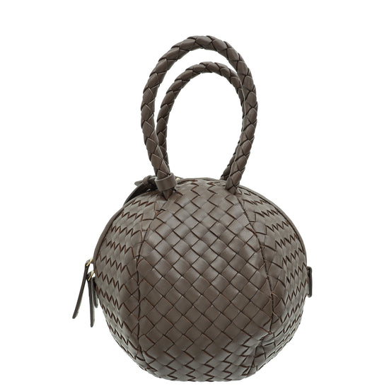 Bottega Veneta Chocolate Intrecciato Ball Top Handle Bag-Bottega Veneta-THE CLOSET