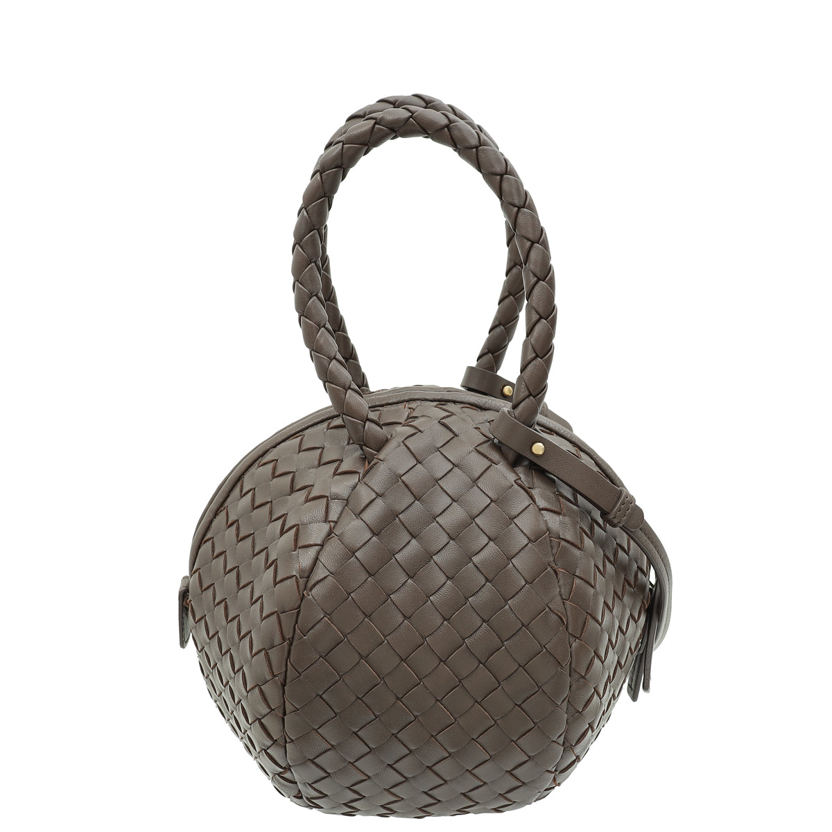 Bottega Veneta Chocolate Intrecciato Ball Top Handle Bag-Bottega Veneta-THE CLOSET