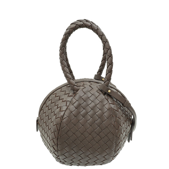 Bottega Veneta Chocolate Intrecciato Ball Top Handle Bag-Bottega Veneta-THE CLOSET