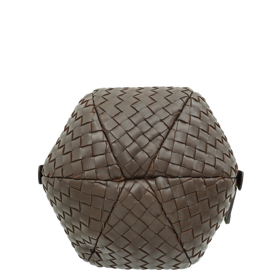 Bottega Veneta Chocolate Intrecciato Ball Top Handle Bag-Bottega Veneta-THE CLOSET