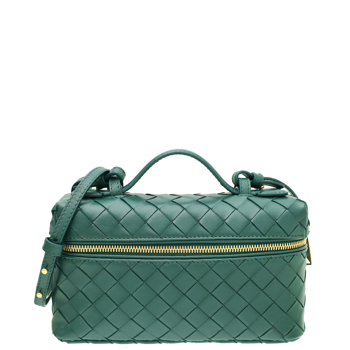 Bottega Veneta Emerald Green Vanity Case on Strap-Bottega Veneta-THE CLOSET