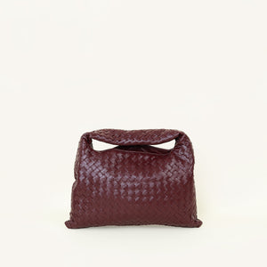 Bottega Veneta Barolo Burgundy Intrecciato Small Hop Hobo Bag