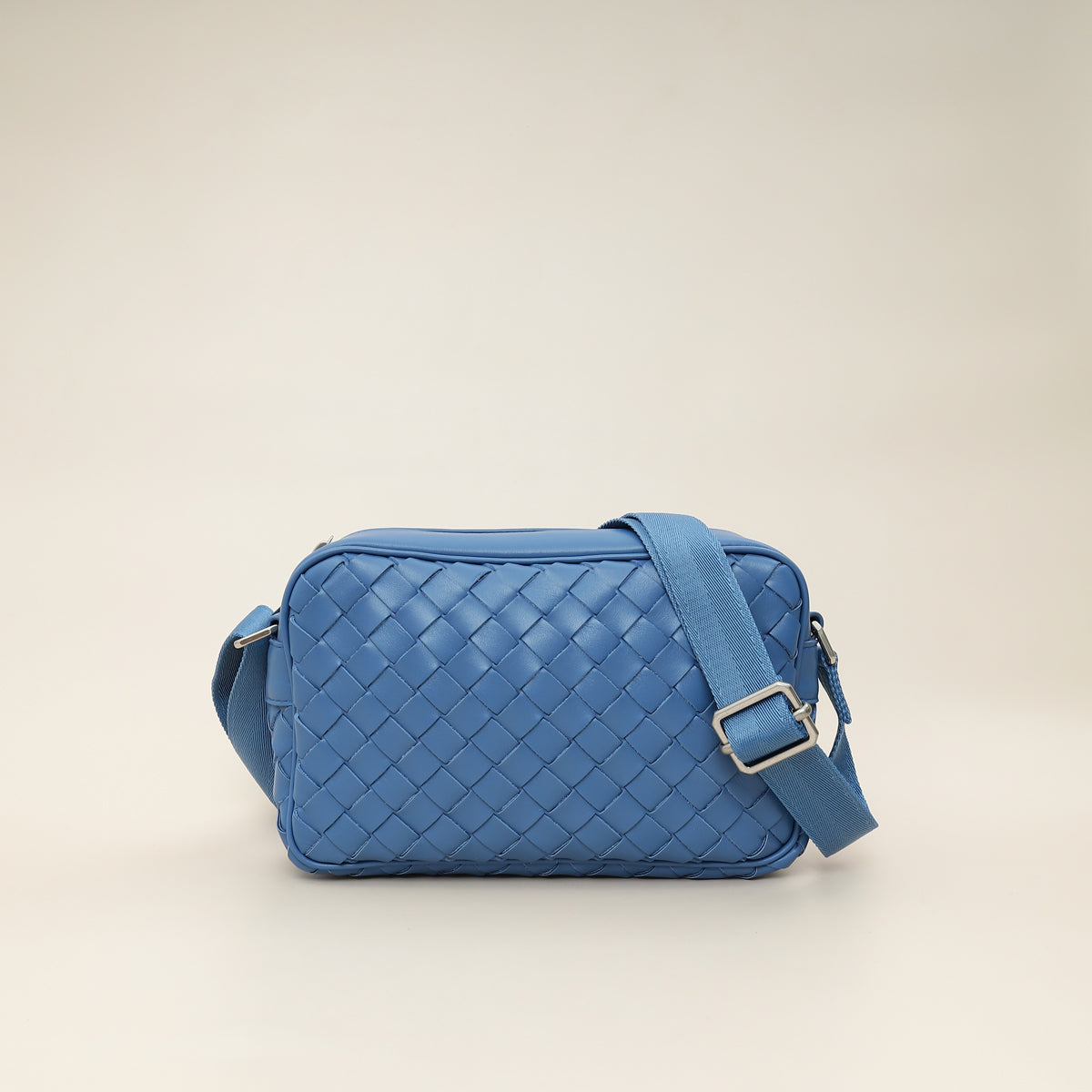 Bottega Veneta Blue Intrecciato Men's Classic Camera Bag-Bottega Veneta-THE CLOSET