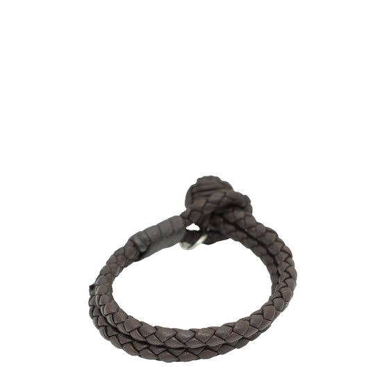 Bottega Veneta Brown Intrecciato Braided Double Bracelet