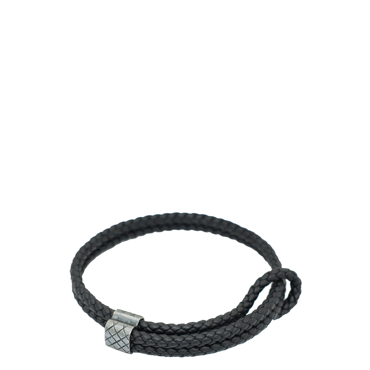 Bottega Veneta Black Woven w/Sterling Silver Adjustable Bracelet-Bottega Veneta-THE CLOSET