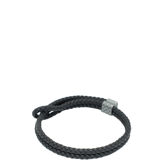 Bottega Veneta Black Woven w/Sterling Silver Adjustable Bracelet