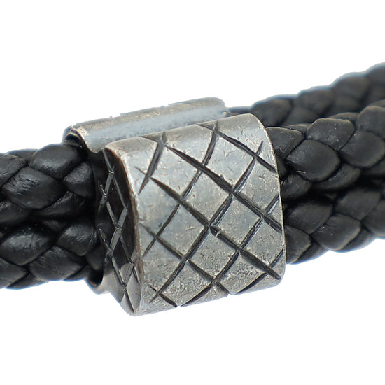 Bottega Veneta Black Woven w/Sterling Silver Adjustable Bracelet