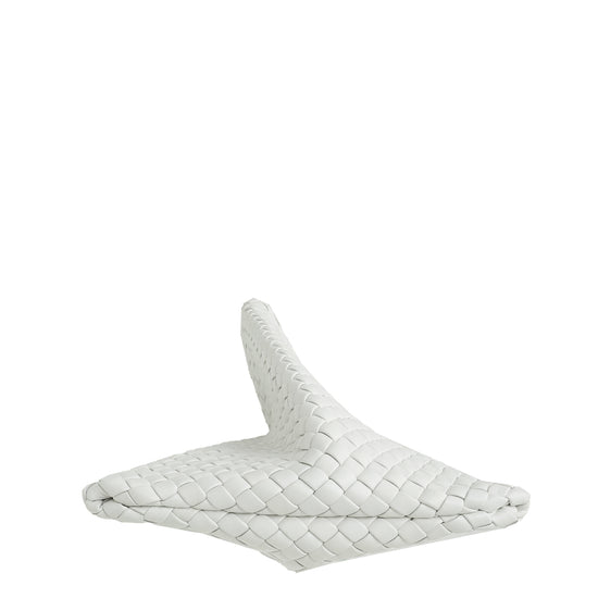 Bottega Veneta White Intrecciato Nappa Crisscross Clutch