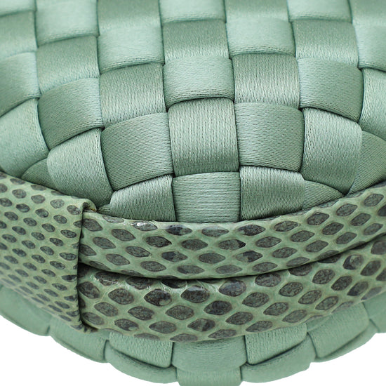 Bottega Veneta Mint Satin Ayers Stretch Knot Mini Clutch