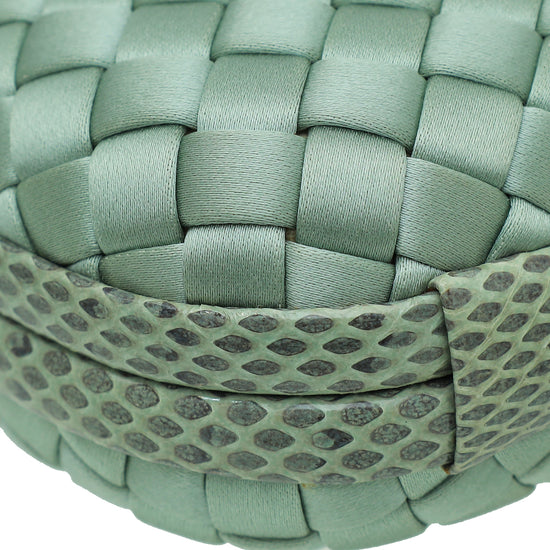 Bottega Veneta Mint Satin Ayers Stretch Knot Mini Clutch