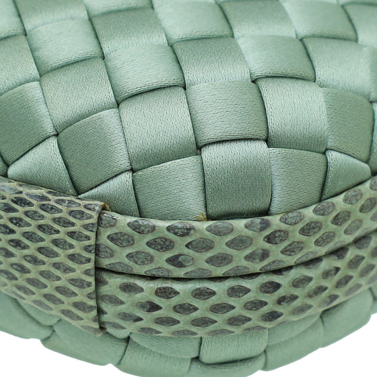 Bottega Veneta Mint Satin Ayers Stretch Knot Mini Clutch