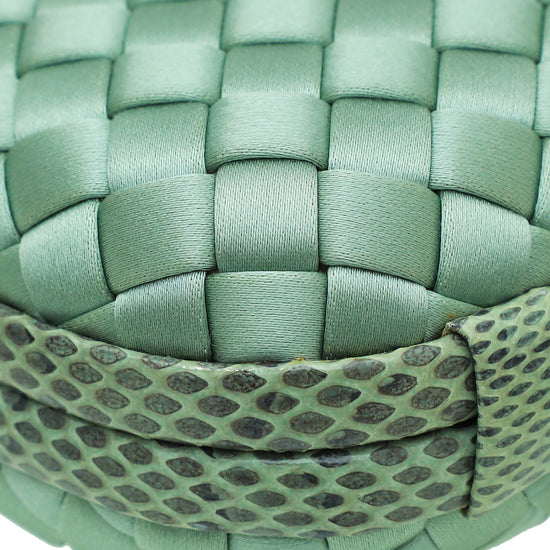 Bottega Veneta Mint Satin Ayers Stretch Knot Mini Clutch