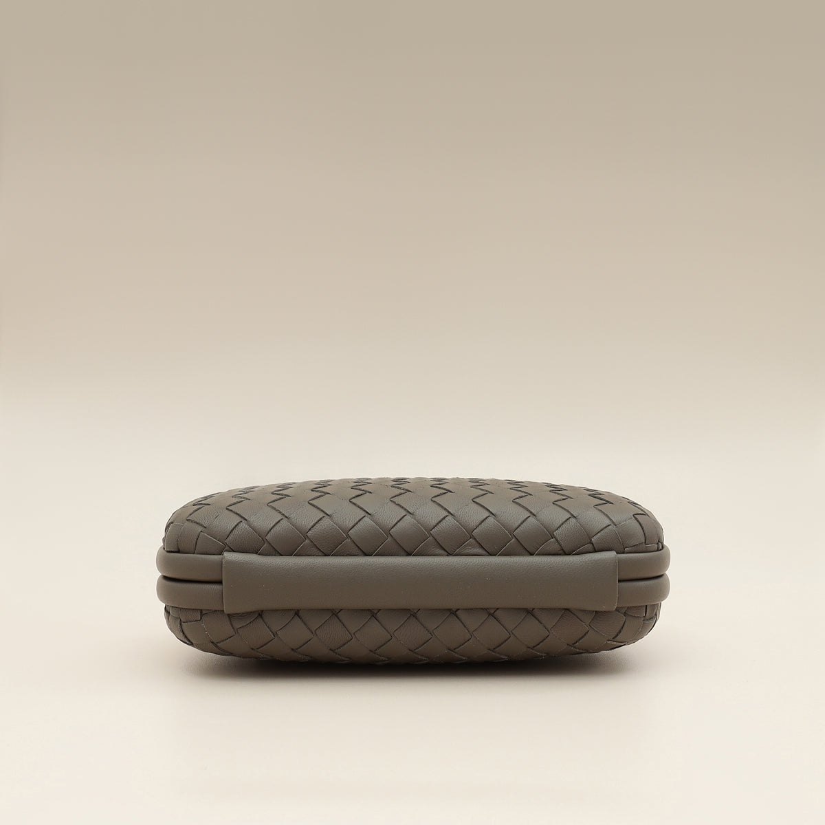 Bottega Veneta Greige Knot Intrecciato Chain Clutch Bag