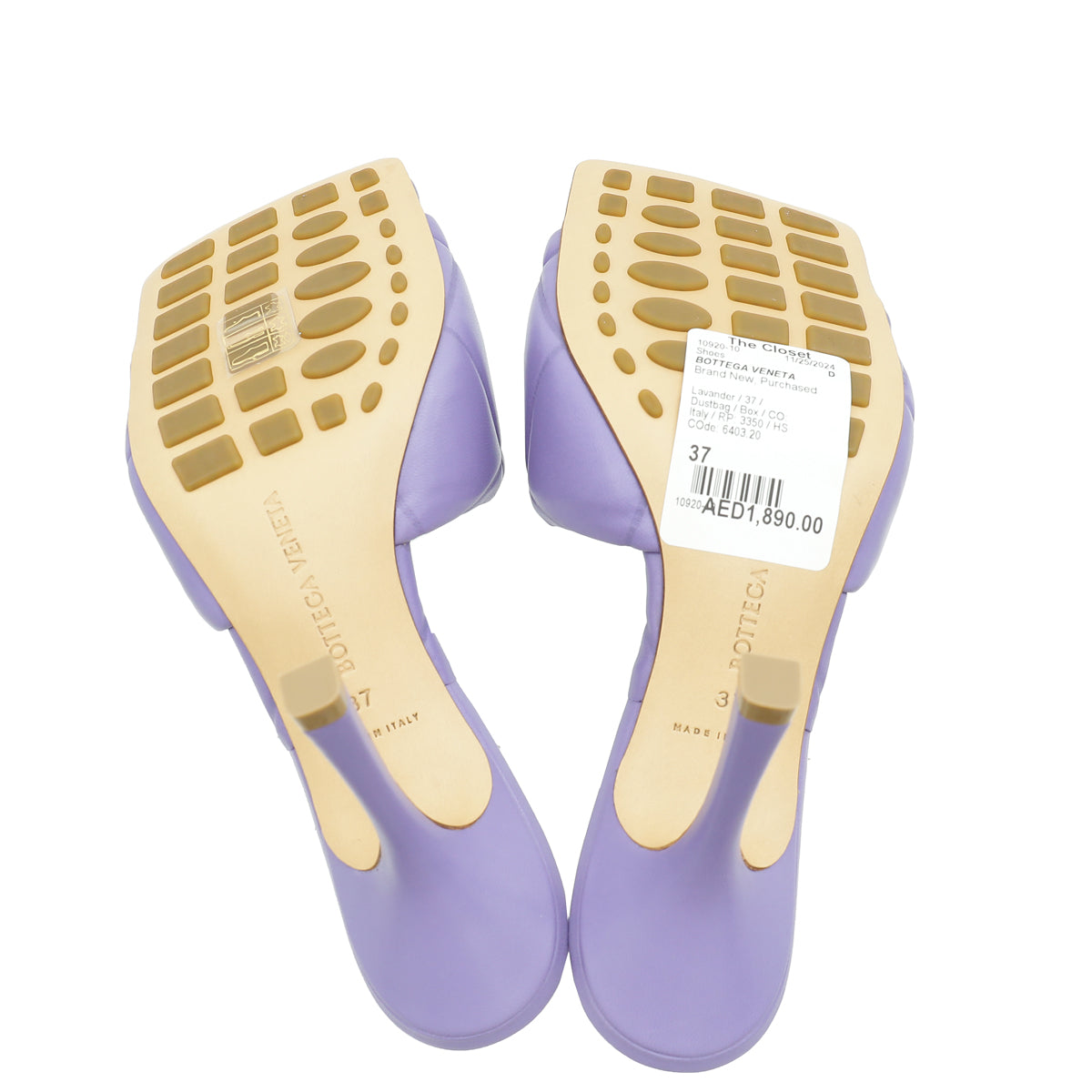 Bottega Veneta Lavander Embossed Lido Mules 37