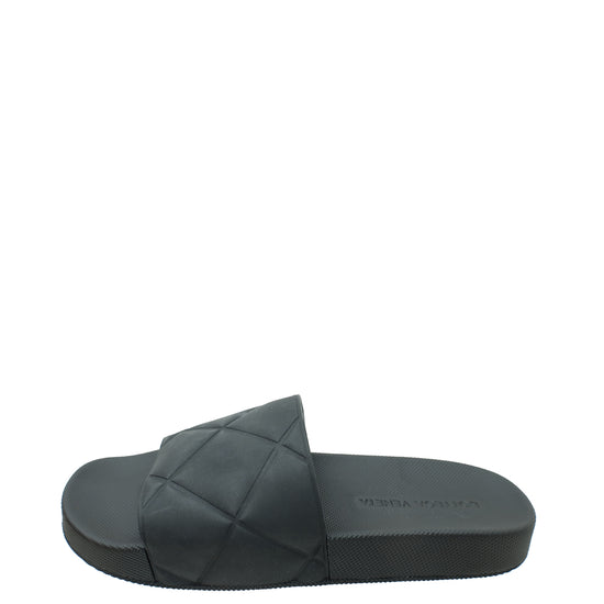 Bottega Veneta Black Rubber Slider Sandal 41