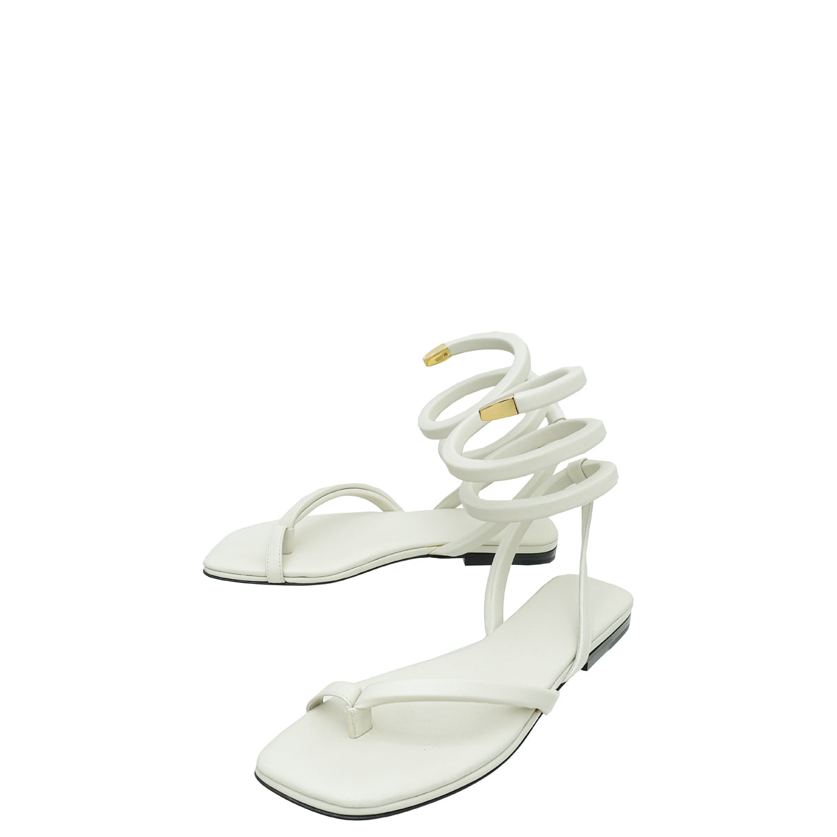 Bottega Veneta Cream Spiral Flat Sandals 36.5