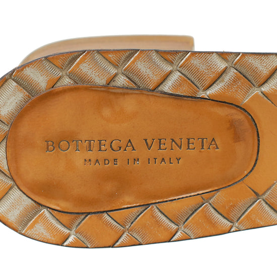 Bottega Veneta Metallic Grey Intrecciato Nappa Slide Mules 36