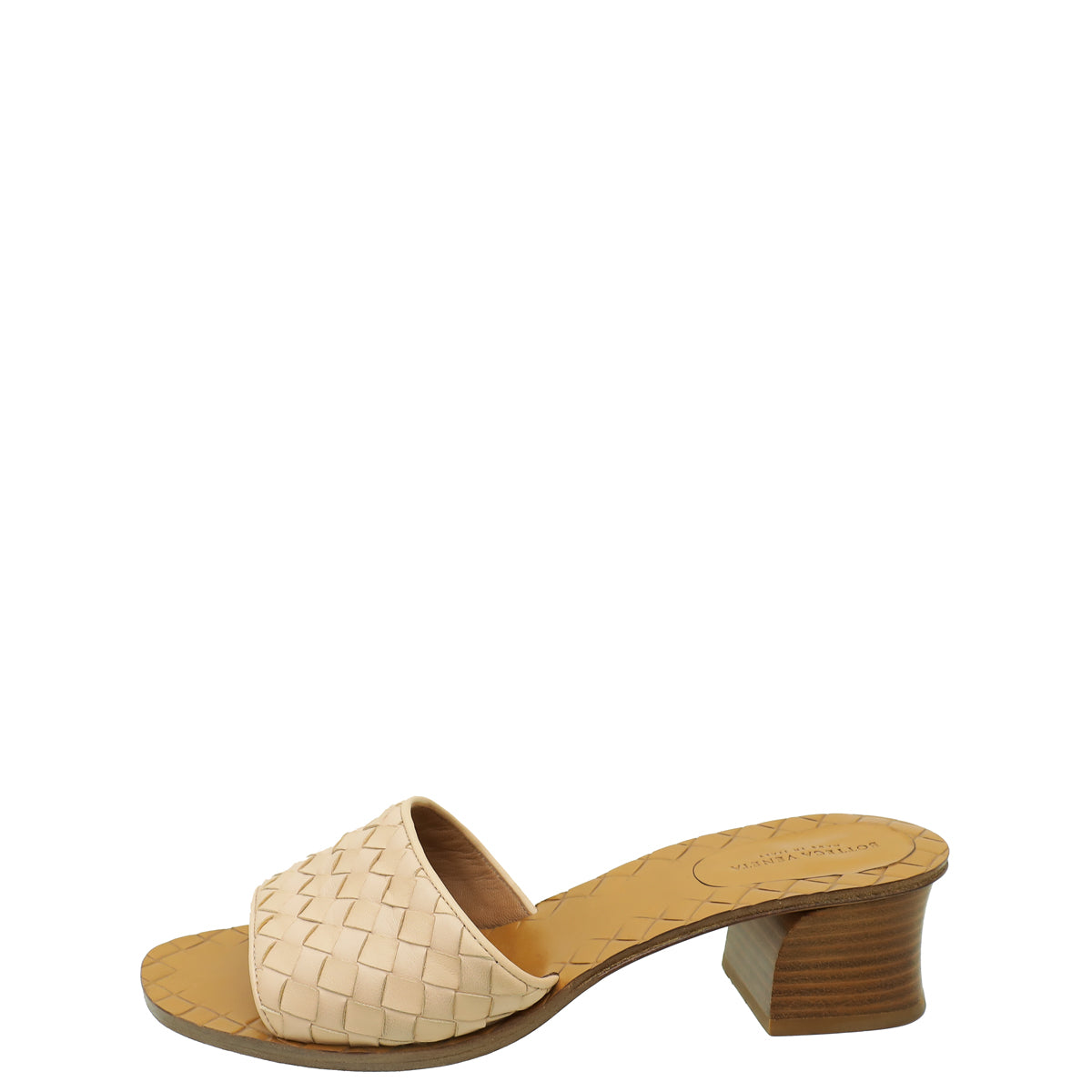 Bottega Veneta Light Peach Intrecciato Nappa Slide Mules 37