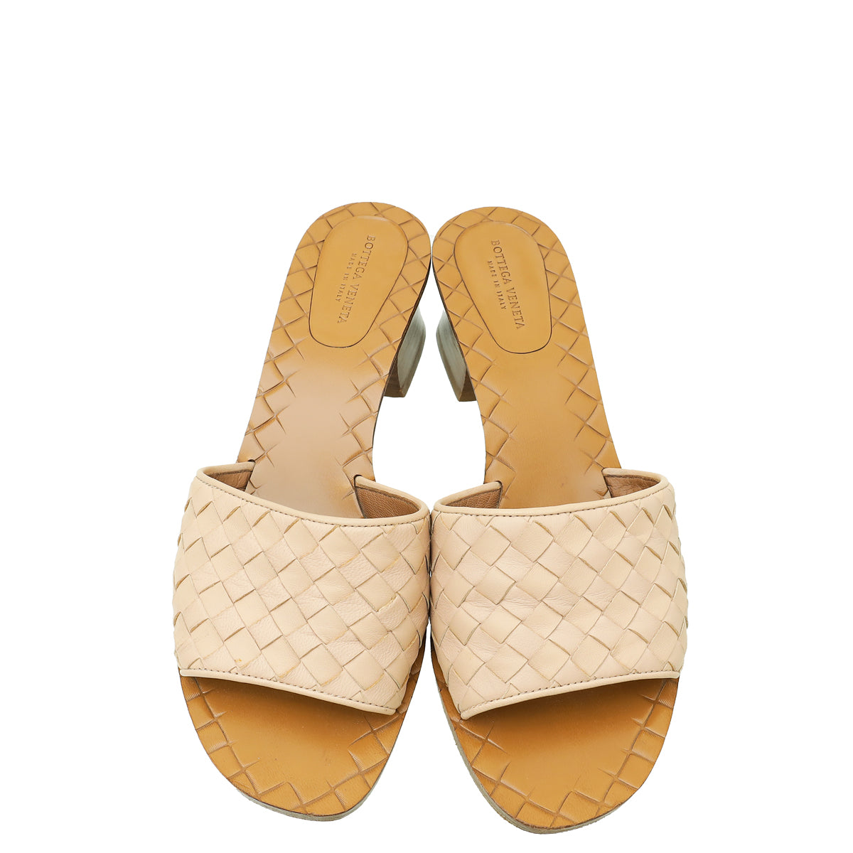 Bottega Veneta Light Peach Intrecciato Nappa Slide Mules 37