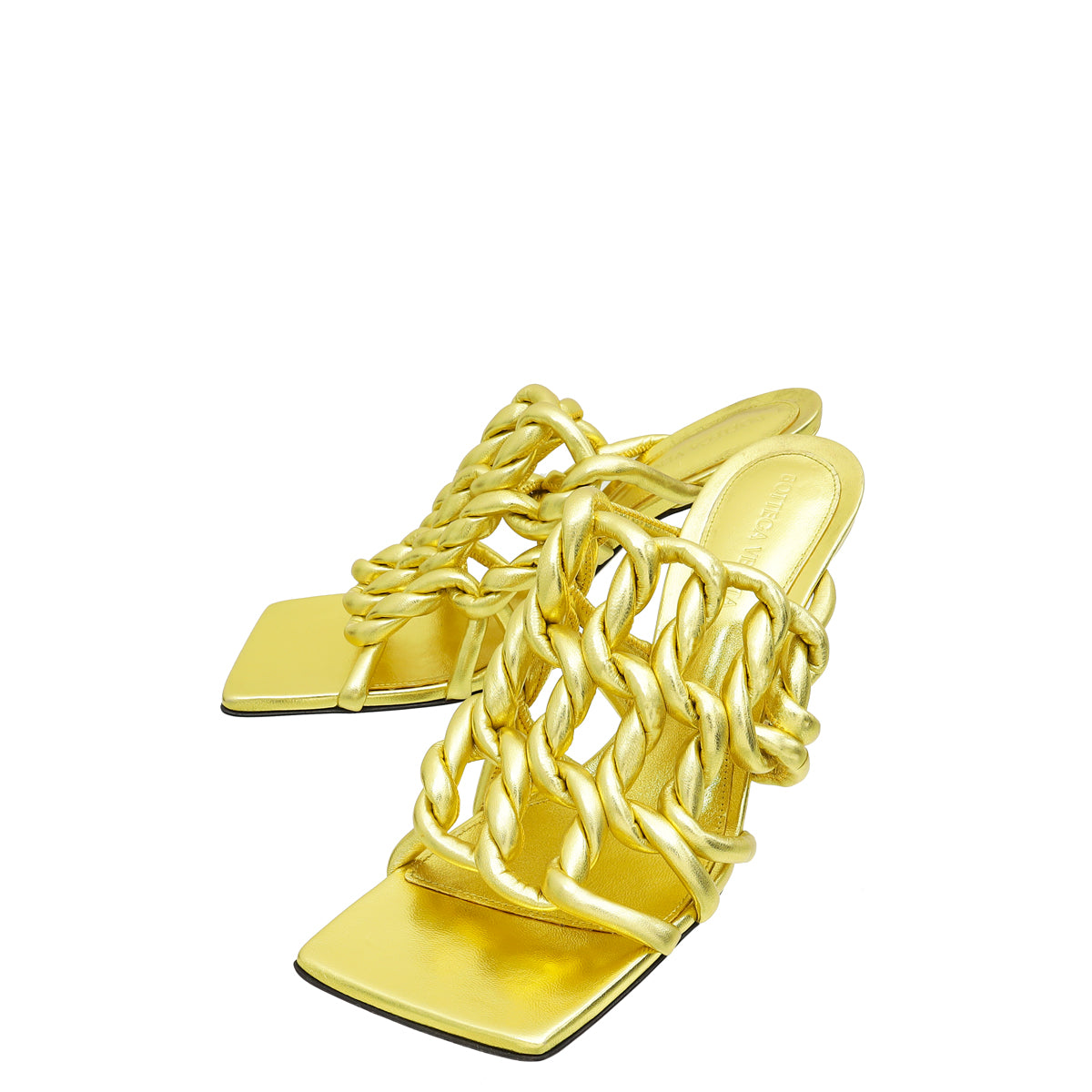 Bottega Veneta Gold Stretch 90 Woven Mule Sandals 38-Bottega Veneta-THE CLOSET