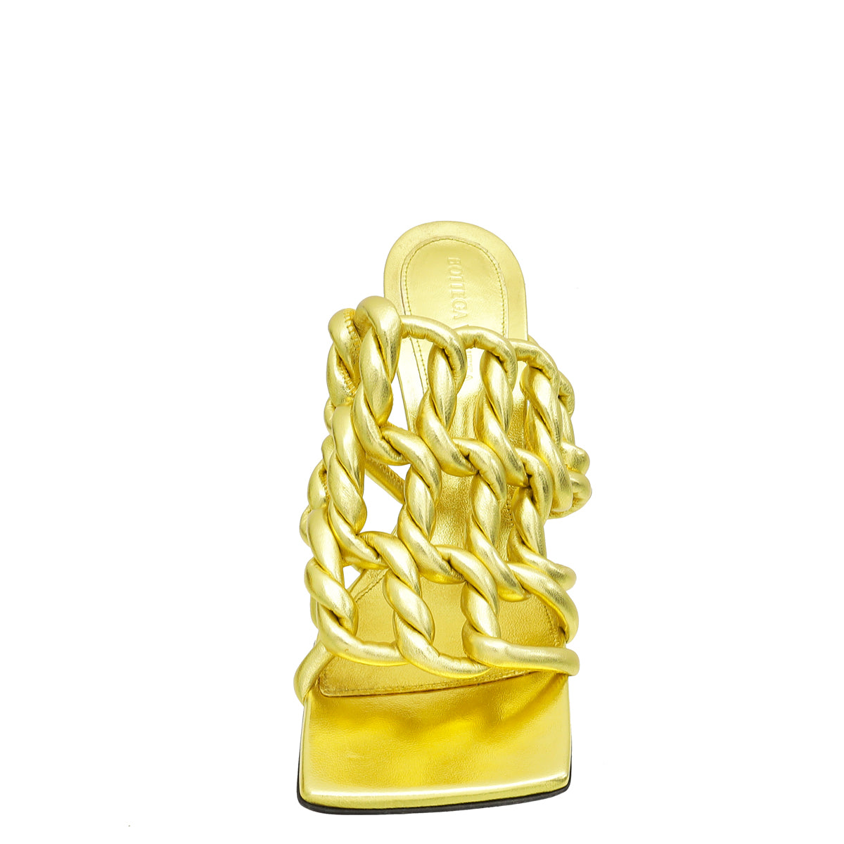 Bottega Veneta Gold Stretch 90 Woven Mule Sandals 38-Bottega Veneta-THE CLOSET