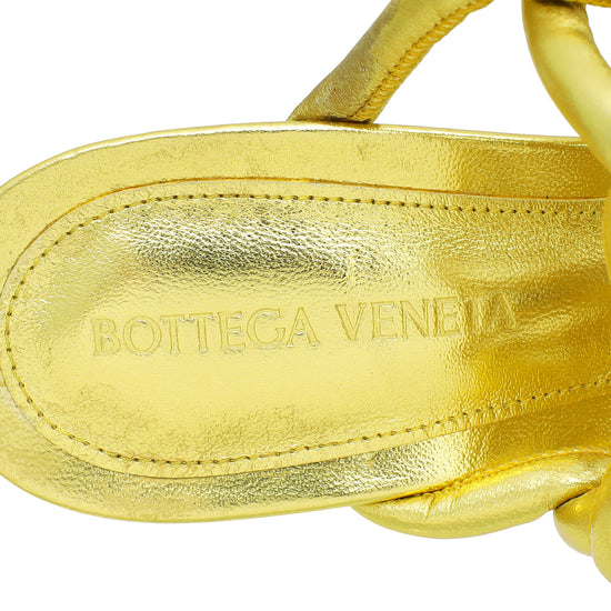 Bottega Veneta Gold Stretch 90 Woven Mule Sandals 38