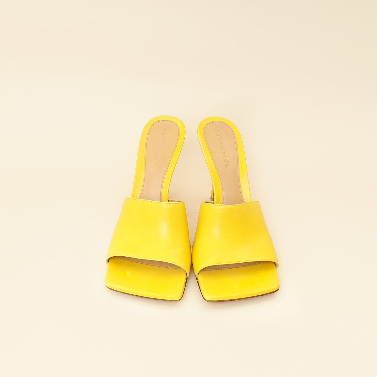 Bottega Veneta Yellow Stretch Heeled Mule 38.5-Bottega Veneta-THE CLOSET